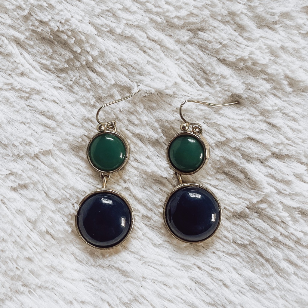 Teal And Blue Dangle Earrings 8$